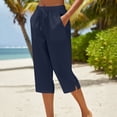 thumbnail image 2 of FAIWAD Capri Pants for Women Drawstring Elastic High Waist Cropped Pants with Pockets Summer Casual Trousers, 2 of 5