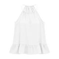 thumbnail image 7 of OGLCCG Halter Tops for Women Ruffle Hem Sleeveless Spaghetti Strap Flowy Beach Summer Camisole Tops Solid Color Casual Tank Tops,XL,White, 7 of 7