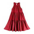 thumbnail image 5 of ZACPNCV Girls' Sleeveless Gradient Dress Summer Casual Sundress Skater Swing Twirly Halter Dress Red 11-12 Years, 5 of 7