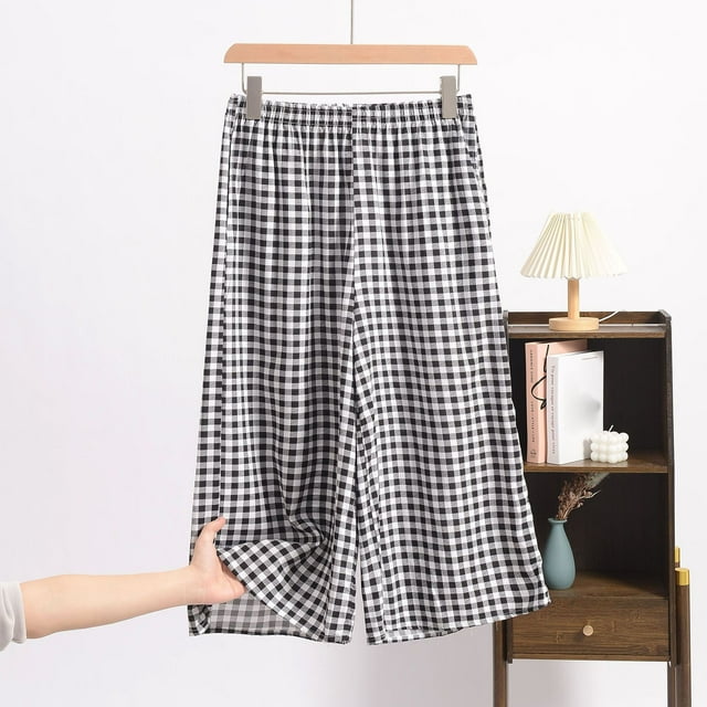 Taylonsss Pantalons de Pyjama Mi-Longs en Rayonne Imprimée pour Femmes Grande Taille Vêtements de Maison Bas de Pyjama