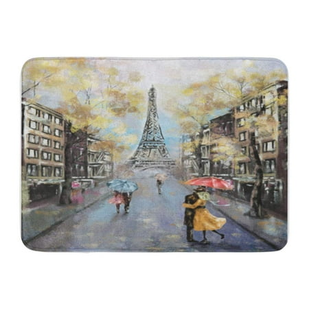 Discount French Patio Doors LADDKE Oil Painting Paris European City Landscape France Eiffel Tower Modern Art Doormat Floor Rug Bath Mat 23.6x15.7 inch ()
