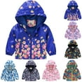 thumbnail image 3 of Hicidod Kids Jacket Toddler Rain Jacket Waterproof Lightweight Kids Rain Poncho Jacket Cute Windbreaker Outwear Zip Up Coat, 3 of 4