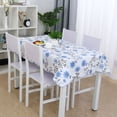 thumbnail image 2 of PiccoCasa Vinyl Tablecloth Rectangle 54" x 71" Blue Flower Pattern Waterproof, 2 of 8