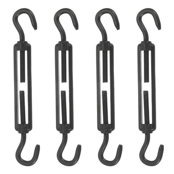 Uxcell 4Pcs M5 Hook and Hook 304 Stainless Steel Turnbuckle Wire Rope Tension, Black