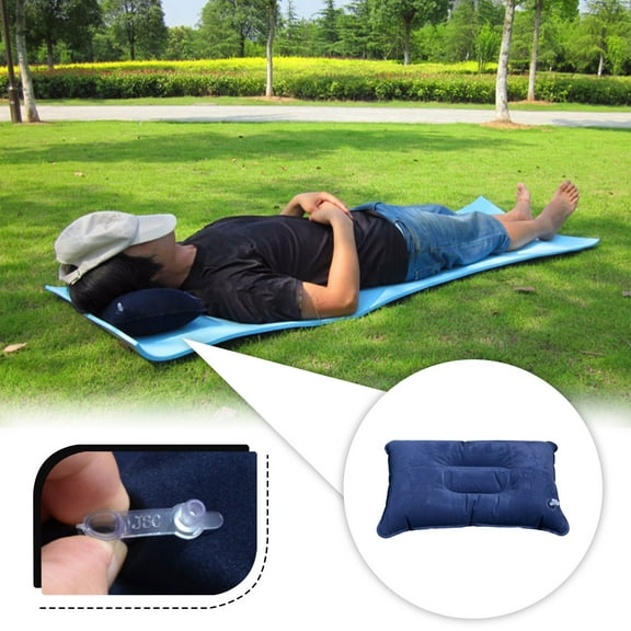 BAOPAI Long Bolster Inflatable Travel Pillow with Inverted for Easy Inflation Portable for Airplane Car Camping Office Nap