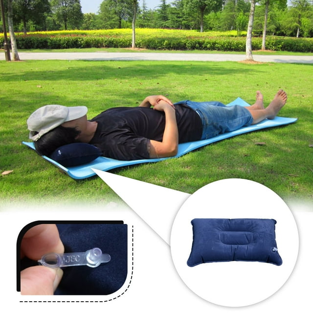 Aodebiao Ultra Soft Inflatable Travel Pillow for Adults, Portable Neck Support Bolster for Camping, Hiking, Office Nap & Airplane Rest, Compact Flocked Design with Easy Inflate Deflate Valve