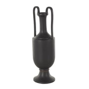 DecMode 20 Fluted Urn Shaped Black Ceramic Vase with Arch Handles