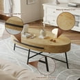 thumbnail image 5 of Emorefun 47.2" Coffee Table with Storage, Oval Center Table for Living Room, Golden Willow, 5 of 7