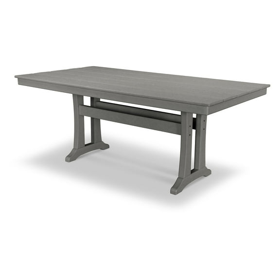 POLYWOOD Farmhouse Trestle 37" x 72" Dining Table in Slate Grey
