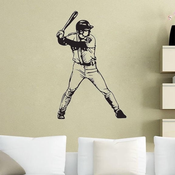 Baseball Wall Sticker Sport Player Wall Decals Art Murals Vinyl Removable Home Decor Living Room Bedroom Poster 42x20cm