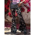 thumbnail image 2 of FEORJGP Women High Waist Long Pants Ethnic Style Floral Print Flare Pants Ladies Slim Ugly Funny Trousers Spring Summer Casual Sweatpants Bottoms Streetwear, 2 of 8