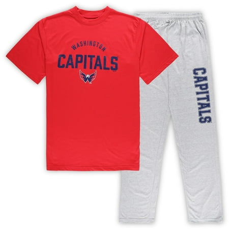 Men s Washington Capitals Red/Heather Gray Big & Tall T-Shirt & Pants Lounge Set
