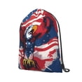 thumbnail image 2 of XMXT Unisex Drawstring Backpack for Women Men, Striped Flag Eagle Print Waterproof Gym Bag String Bags for Shopping Sport Travel, m, 2 of 8