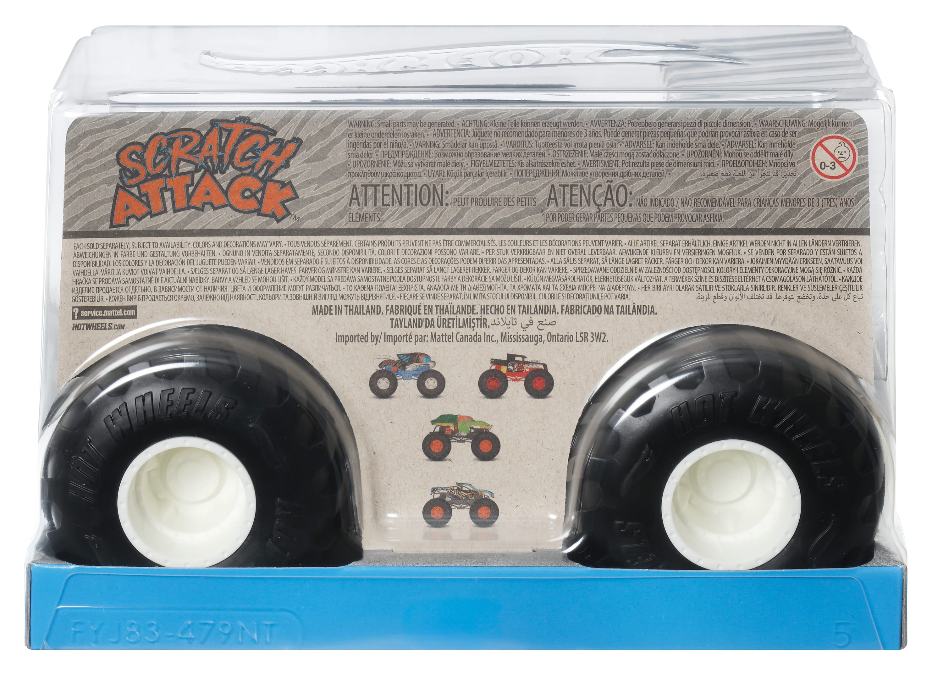 Hot Wheels Monster Trucks, Oversized Monster Truck in 1:24 Scale, Scratch Attack