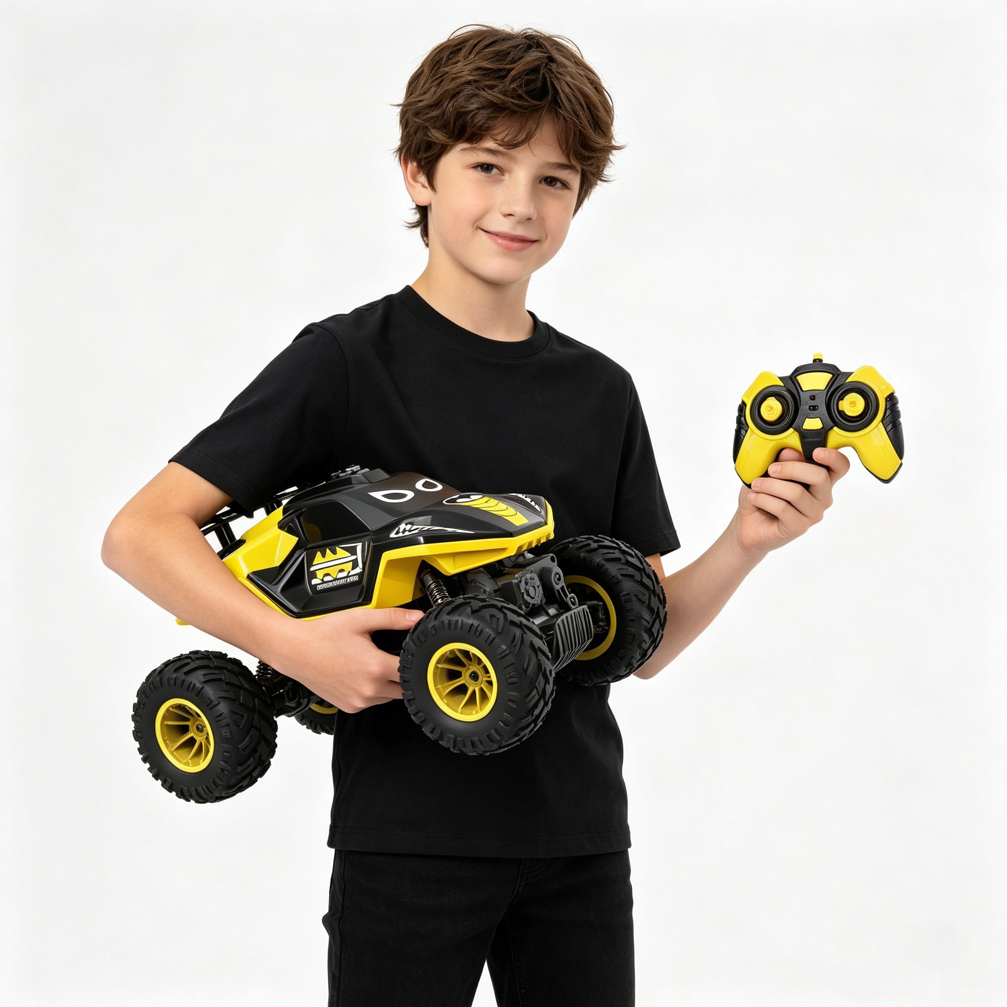 HNH 1:16 Big Monster Trucks Remote Control Car, 4WD RC Car for Kids, High-speed RC Vehicle with Two Battery