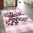 thumbnail image 3 of Checkered Bow Area Rug 3x5 Washable Rug Non Slip Butterfly Tie Pink Black Leopard Print Large Area Rug Indoor Floor Carpet for Entryway Bedroom Kitchen Living Room Home Office Dining Room Nursery, 3 of 8