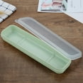 thumbnail image 4 of 2Pcs Portable Travel Tableware Storage Box Case, 8in Simple Utensil Holder with Lid for Cutlery Flatware, Foldable Plastic Silverware Holder for Lunch Box, 4 of 5