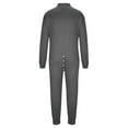 thumbnail image 5 of SOOMLON Men's One Piece Pajama Long Button Down Pajamas Formal Pants Fit Button Onesie Home Wear Jumpsuit Gray L, 5 of 6