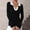 Black, variant on AOOCHASLIY Clothes Sweaters Women Casual Solid Knitting Slimming Trumpet Sleeve Long Sleeve V-Neck Sweaters Tops Blouse