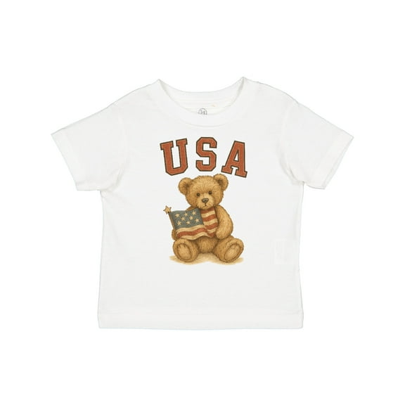 Inktastic Patriotic USA Teddy Bear with American Flag Boys or Girls Toddler T-Shirt