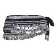 thumbnail image 2 of BellyLady Belly Dance Hip Scarf, Multi-Row Silver Coin Dance Skirt-Black, 2 of 4