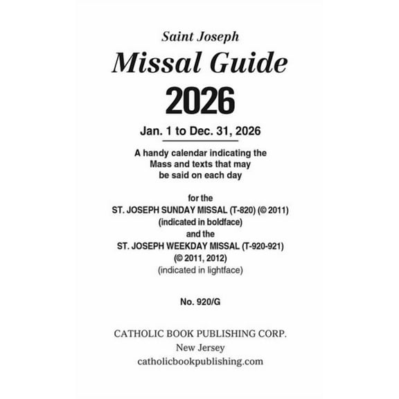 St. Joseph Annual Missal Guide for 2026, (Paperback)