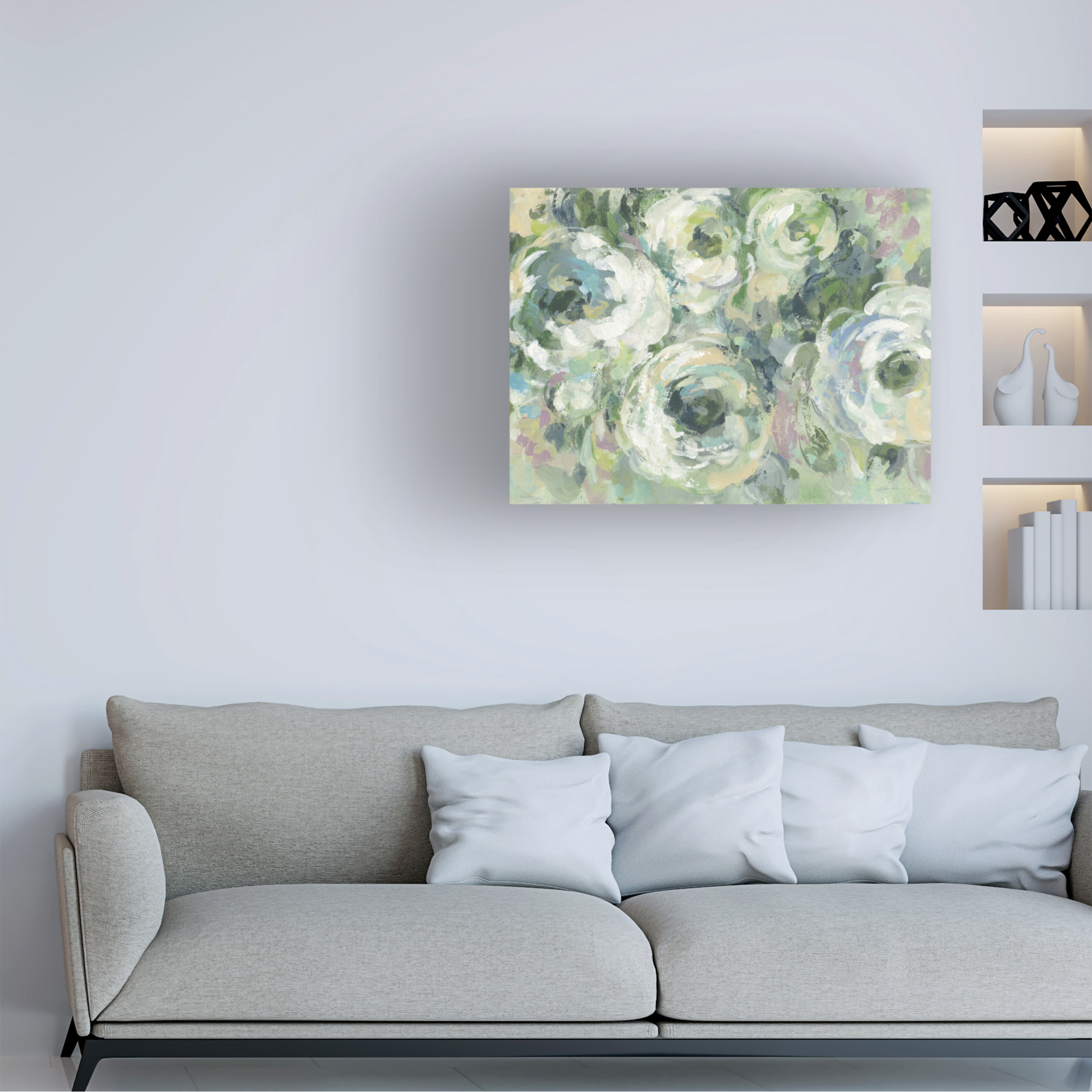 Trademark Fine Art 'Sage and Lavender Peonies Light Crop' Canvas Art by Silvia Vassileva