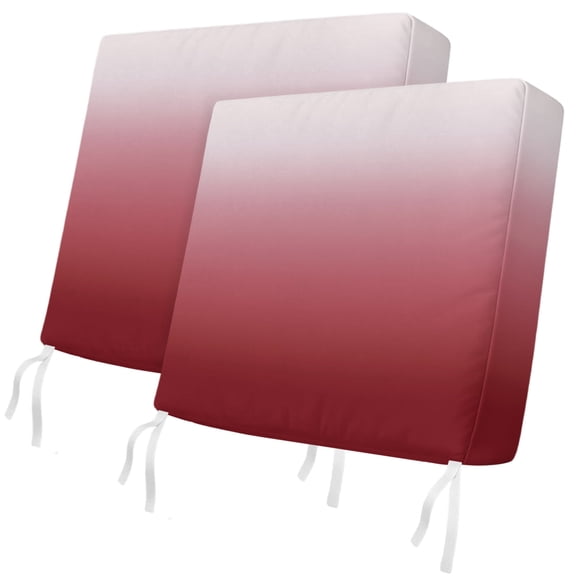 Outdoor Patio Cushion Covers 2 Pack Red Ombre Chair Pads Slipcovers with Ties & Zipper Waterproof Seat Cover Set Gradient Gradual Color Seat Cushion Covers for Outdoor Couch Sofa 20x18 Inch
