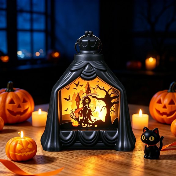 Clearance Sale! LED Flickering Candle Decor, Battery Operated Flameless Wind Lamp Tabletop Ornament for Halloween Indoor Decor