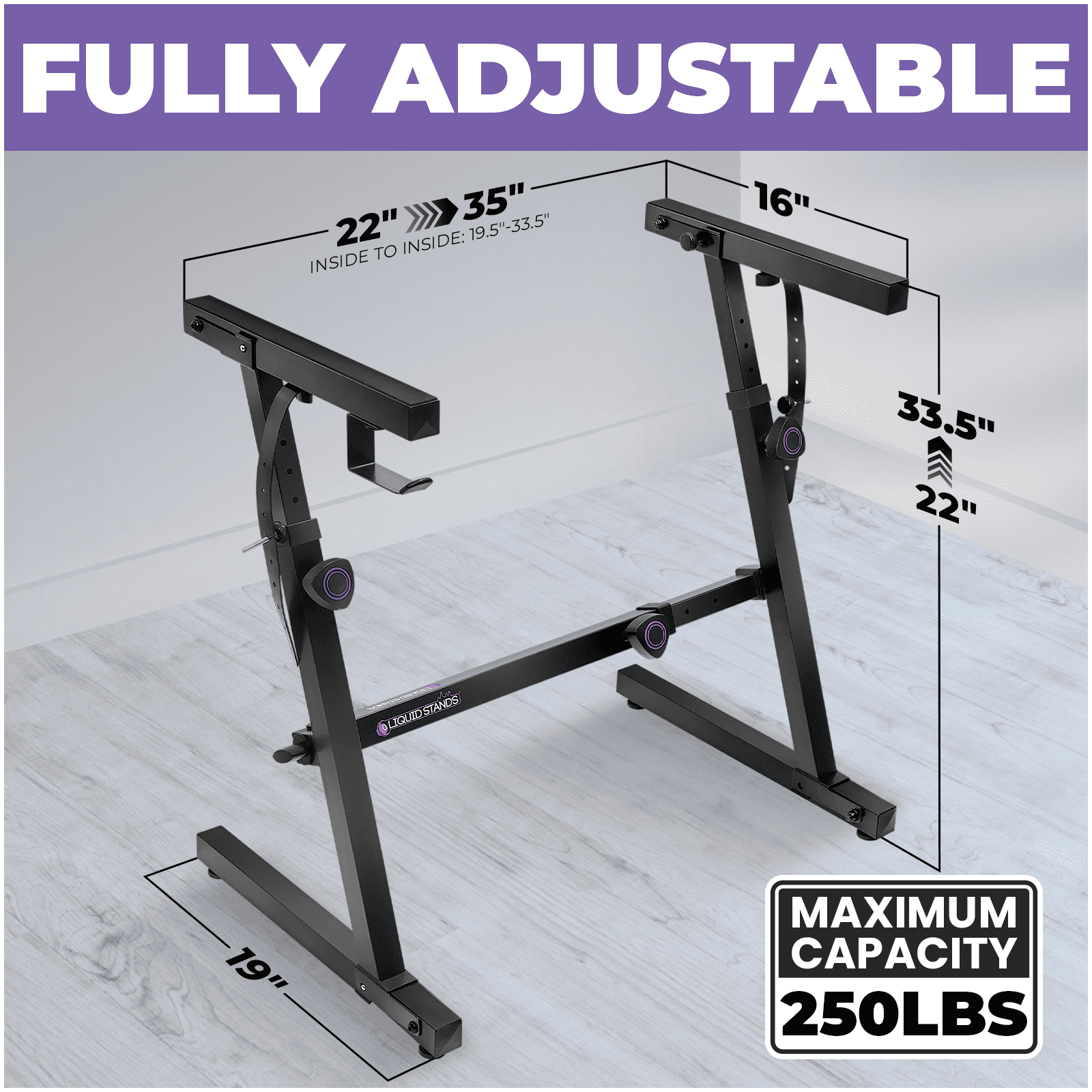 Liquid Stands Foldable Piano Keyboard Stand - 49-88 Key Z Style Adjustable Digital Piano Stand Electric Piano Stand - Portable Heavy Duty Stand for Kids, Adults - Sturdy Musical Keyboard Stand