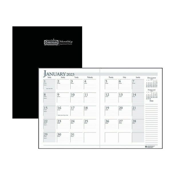 2023 House of Doolittle 8.5" x 11" Monthly Appointment Planner Black  (26002-23) - Walmart.com
