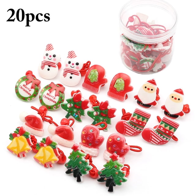 10 Pairs Christmas Hair Rope Cute Assorted Hair Tie Ponytail Holder for Girls