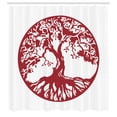 thumbnail image 2 of Ambesonne Tree Shower Curtain, Traditional Oak Silhouette, 69"Wx75"L, Ruby and White, 2 of 4