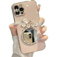 thumbnail image 6 of Compatible with iPhone Case,Glitter Diamond Mirror Makeup Bling Flower Floral Electroplated Bumper Camera Lens Protection Soft Shockproof Cover Phone Case (White,iPhone 15), 6 of 6