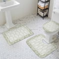 thumbnail image 2 of Green Lace Bathroom Rugs Set Vintage Geometric Abstract Art Luxury Non Slip Absorbent Soft Bath Mats 3 Piece Set with Bathroom Rug, U-Shaped Floor Mat, Toilet Seat Cover Large Size, 2 of 9