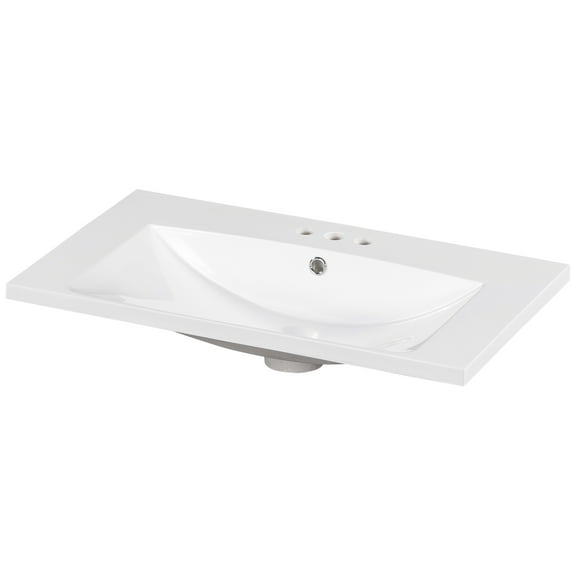 Miekor Furniture 30" Single Bathroom Basin Sink, Vanity Top Only, 3-Faucet Holes, Resin 27AAK