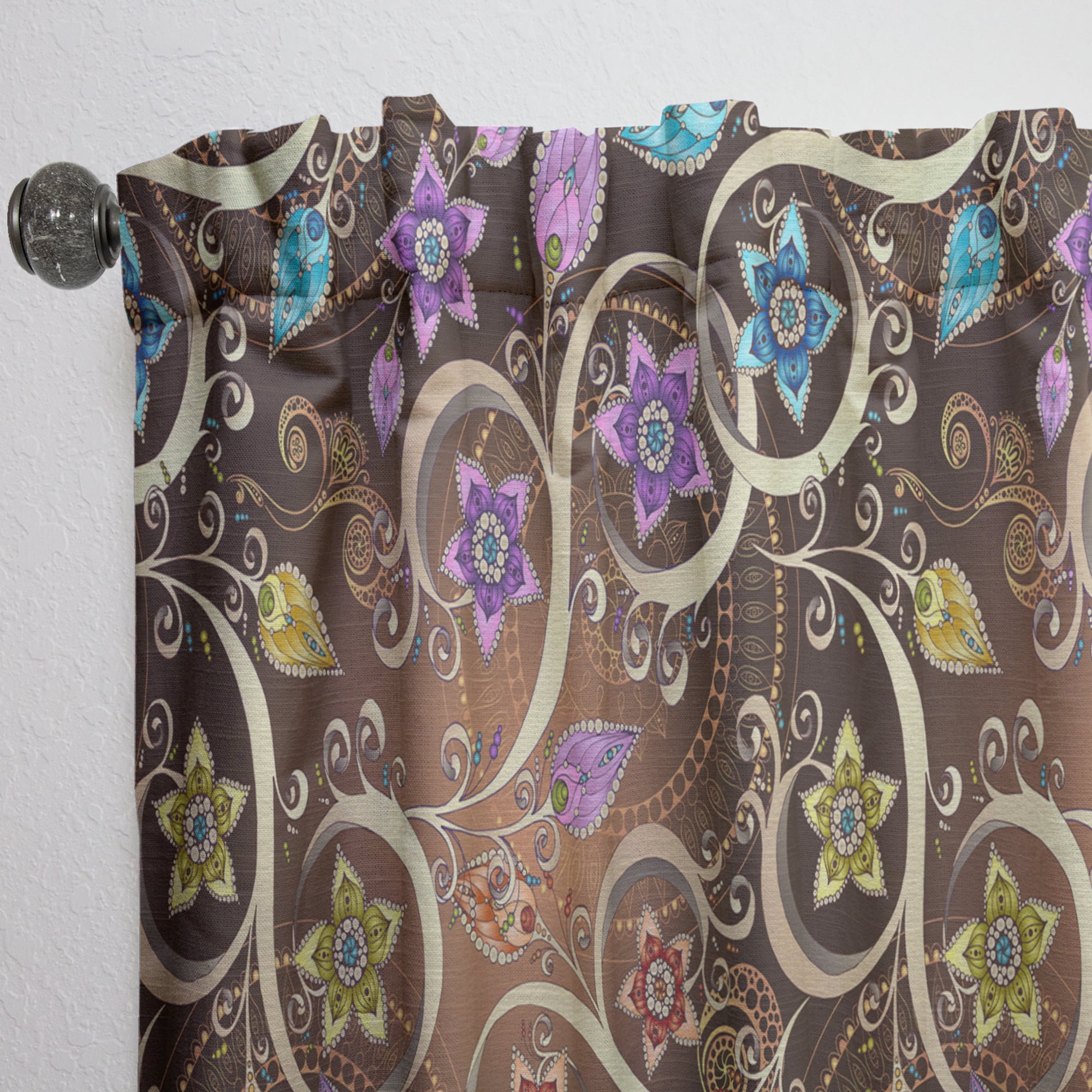 Designart 'Bituminous Bloom XVII' Floral Curtain Panel