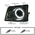 thumbnail image 3 of Spec-D Tuning Smoke Lens Projector Headlights W/ Halo Ring Compatible with 1998-2000 Ford Ranger, Left + Right Pair Headlamps Assembly, 3 of 7