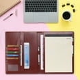 thumbnail image 4 of Wonderpool A4 PU Leather Clipboard Partfolio Notepad Forms Holders Document Case - Interview Planner Meeting Writing Padfolio File for Office Travel School Hotel Hospital (A4,Brown), 4 of 4