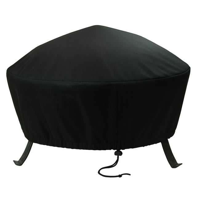 Sunnydaze Housse Ronde pour Foyer Extérieur en Vinyle PVC Robuste et Résistant aux Intempéries avec Cordon de Serrage - 48 Pouces - Noir