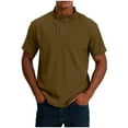 thumbnail image 5 of HomeDM Henley Shirts for Men, Classic Button Collar Basic Solid Color Short Sleeve T-Shirt, S-5XL, 5 of 9