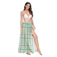 thumbnail image 2 of FORMRS Womens Long Sarong Beach Wrap Semi-Sheer Bikini Skirt Bathing Swimsuit Cover Up, Green Blossom Mosaic, 2 of 7