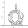 thumbnail image 3 of Auriga 925 Sterling Silver Rhodium-plated Fancy Script Letter Q Initial Pendant for Women, 3 of 6