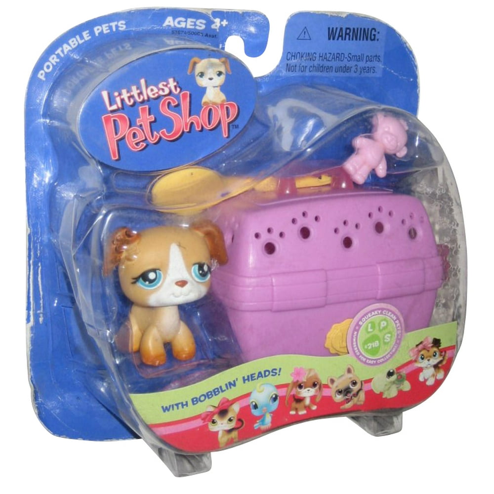 Littlest Pet Shop Puppy w/ Pink Pet Carrier Toy Figure 218 Walmart