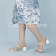 thumbnail image 4 of 2.25IN Square Toe Heeled Sandals Women's Low Block Heels Sandals Open Toe Ankle Strap Chunky Heels for Party Wedding Dress Shoes, 4 of 6