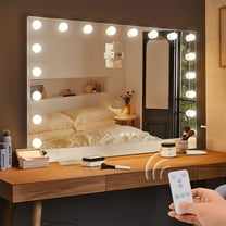 SESSLIFE Hollywood Vanity Mirror with Lights, Ultra-Thin 31.5"x23.6" Large Dimmable 3-Color Lights, 10x Magnification, Type-C Port, Tabletop/Wall Mounted Makeup Mirror for Bedroom