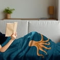 thumbnail image 3 of Octopus Ship Soft Flannel Fleece Blanket, Kraken Anchor Pattern Nautical Sea Pattern Ocean Sailing Graphic, Cozy Plush for Indoor and Outdoor Use, 50" x 70", Dark Petrol Blue Orange, by Ambesonne, 3 of 5