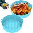 thumbnail image 3 of 2 ollas de silicona para freidora de aire con asa, forro de freidora de aire reutilizable, resistente al calor, cesta de silicona para freidora de aire, bandeja redonda para hornear, accesorios para f, 3 of 11