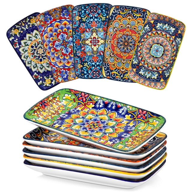 Juego de platos llanos vancasso Simi rectangulares de porcelana de 24 cm, 6 unidades