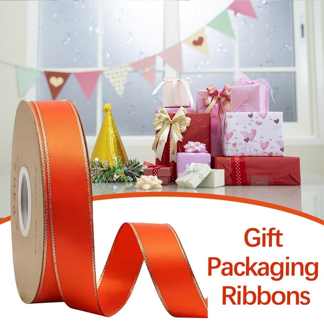 TopLLC Polyester à Double Bord Doré de 2,3 cm Ribbon Emballage de Fleurs pour Cadeaux Ribbon Décoration Ribbon Bricolage Ribbon